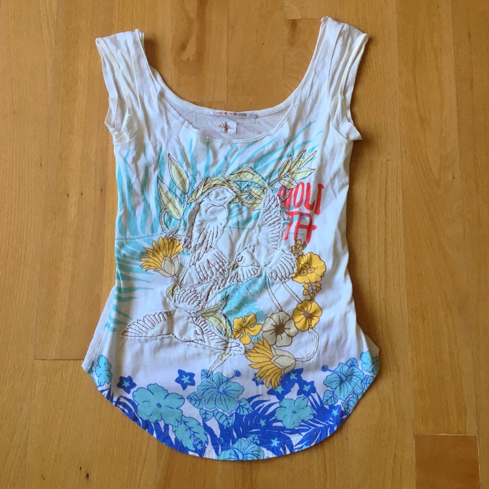 Printed 100% Cotton Tank Top - Unique/ Retro